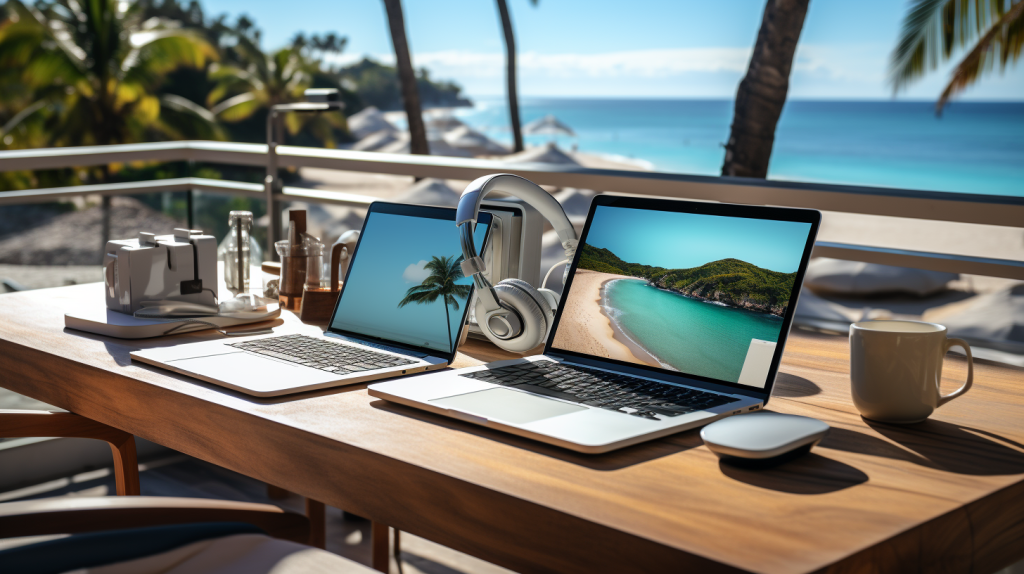 Image of a minimalist workspace for a digital nomad