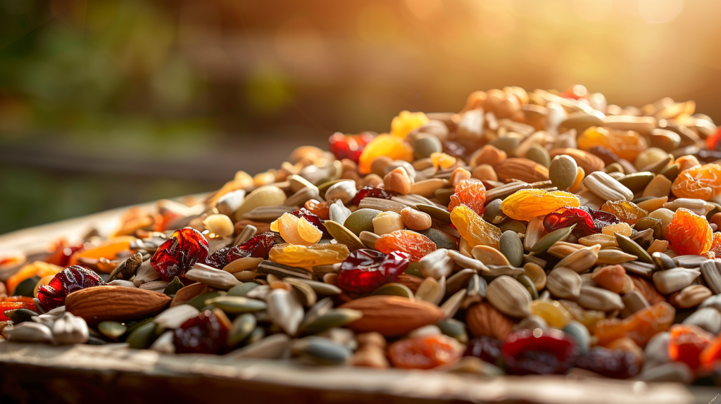 A delicious pile of sunflower seed trail mix